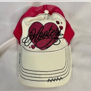 Hooter’s‎ vintage y2k adjustable mesh snapback pink glitter heart sports cap/hat